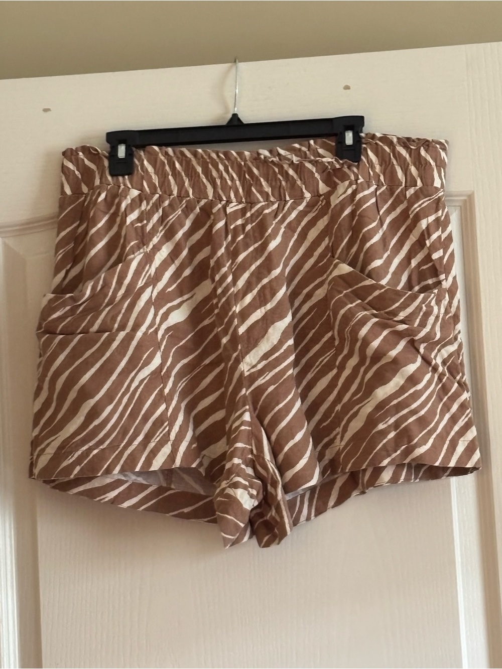 a new day Brown and White Zebra-Print High-Waist Shorts